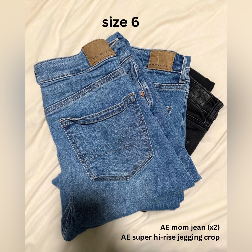 size 6 american eagle jeans bundle / AE mom jean / AE super hi-rise jegging
